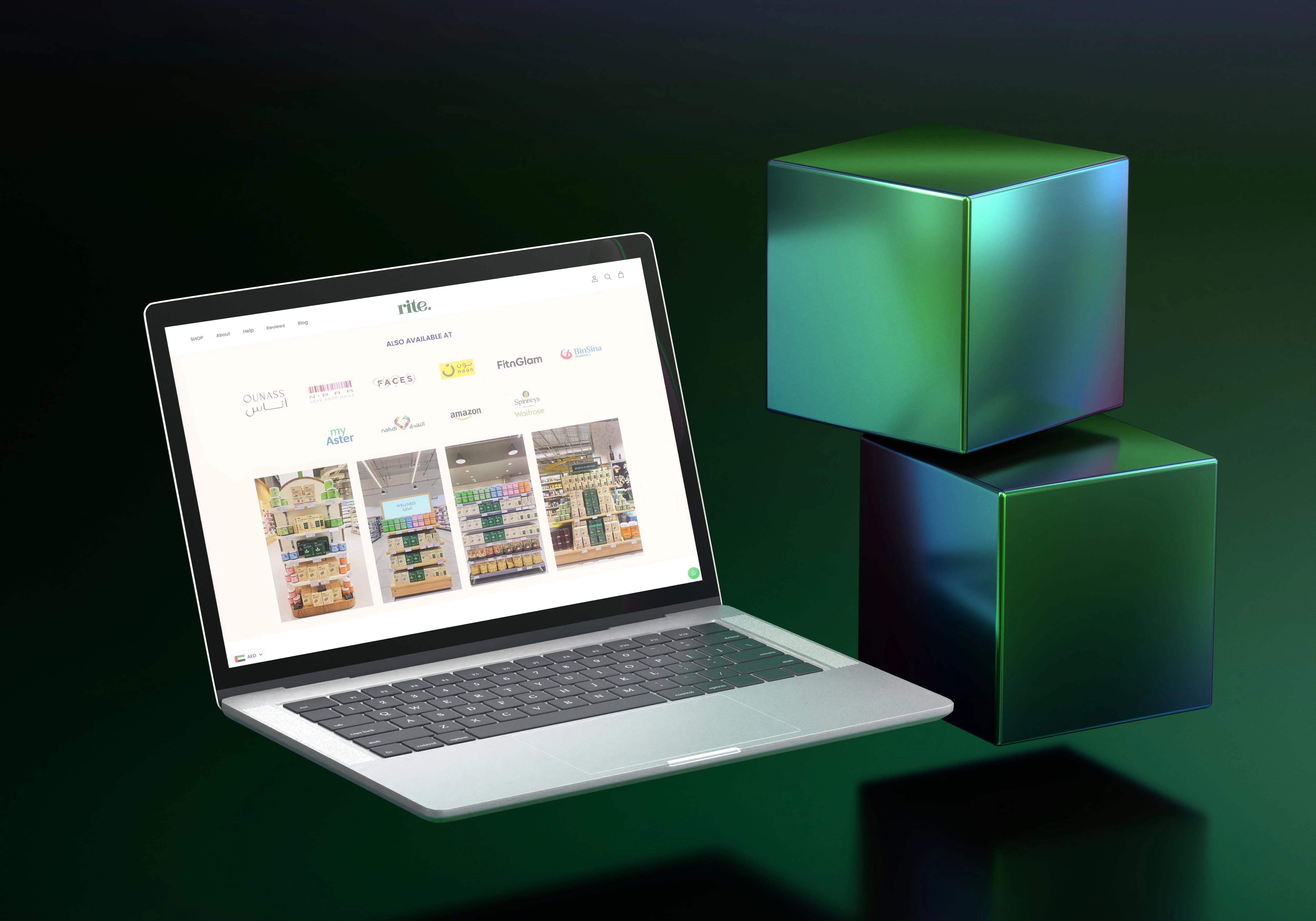 Rite Gummies product packaging mockup – alternate angle or color variant C